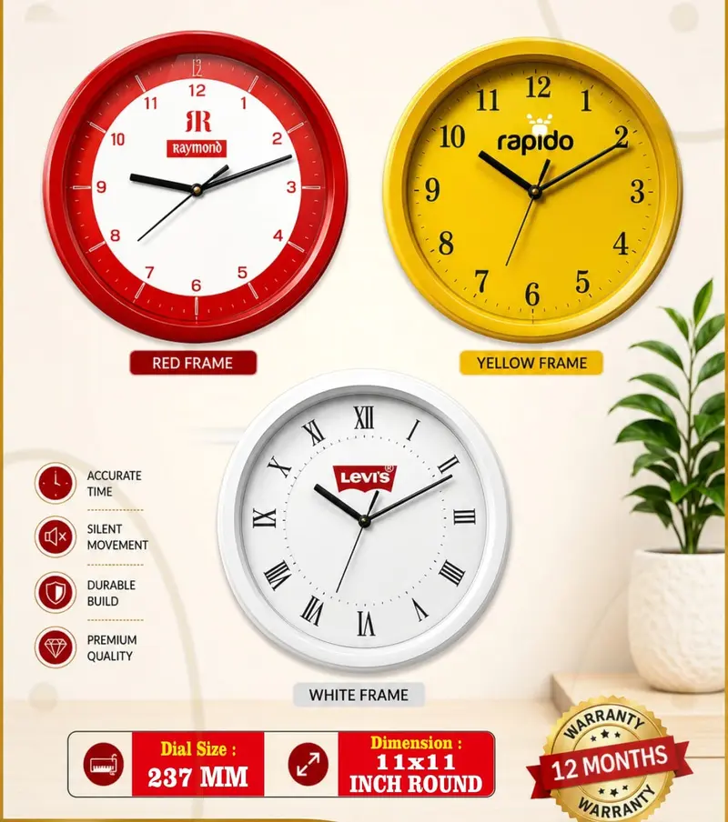 Bright Round wall clock — 11 × 11 inch round
