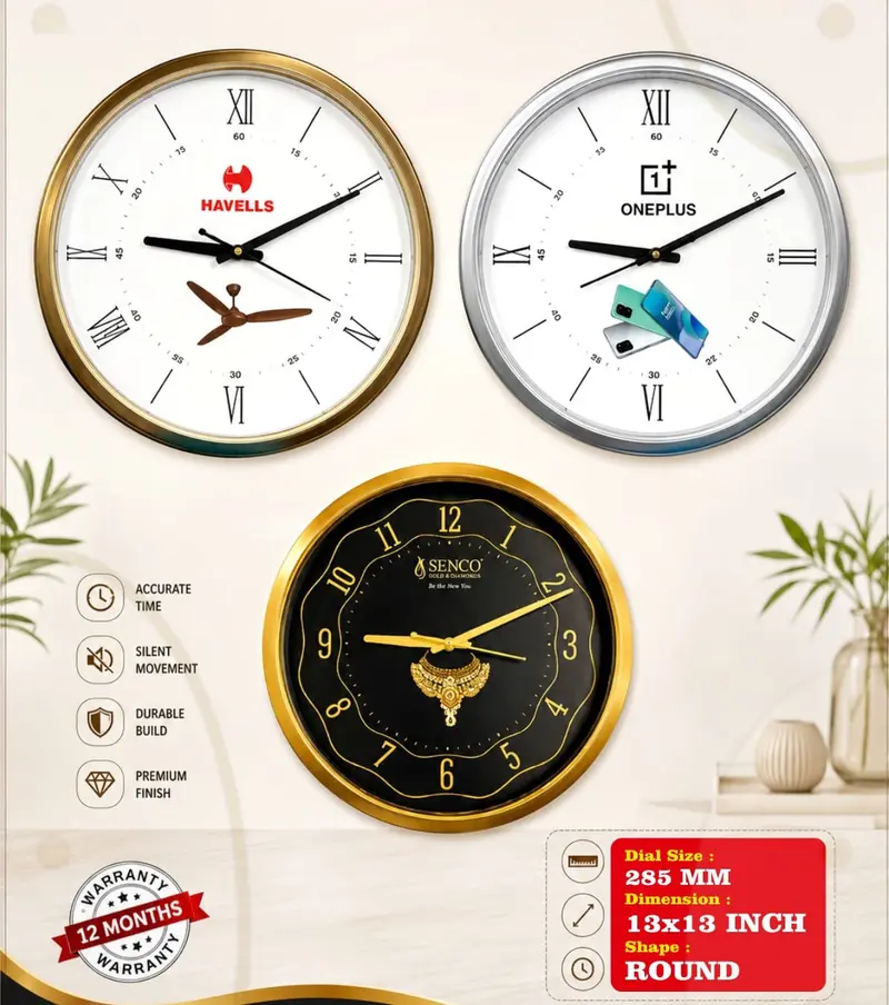 Premium Round 13″ wall clock — 13 × 13 inch round