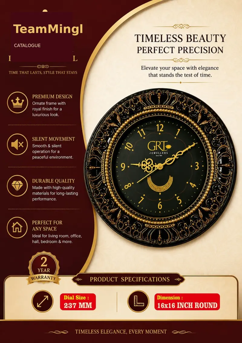 Timeless Beauty wall clock — 16 × 16 inch round