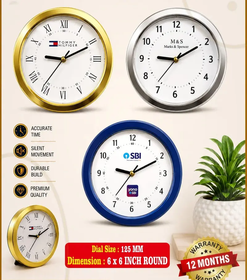 Metallic Round Table Clock table clock — 6 × 6 inch round