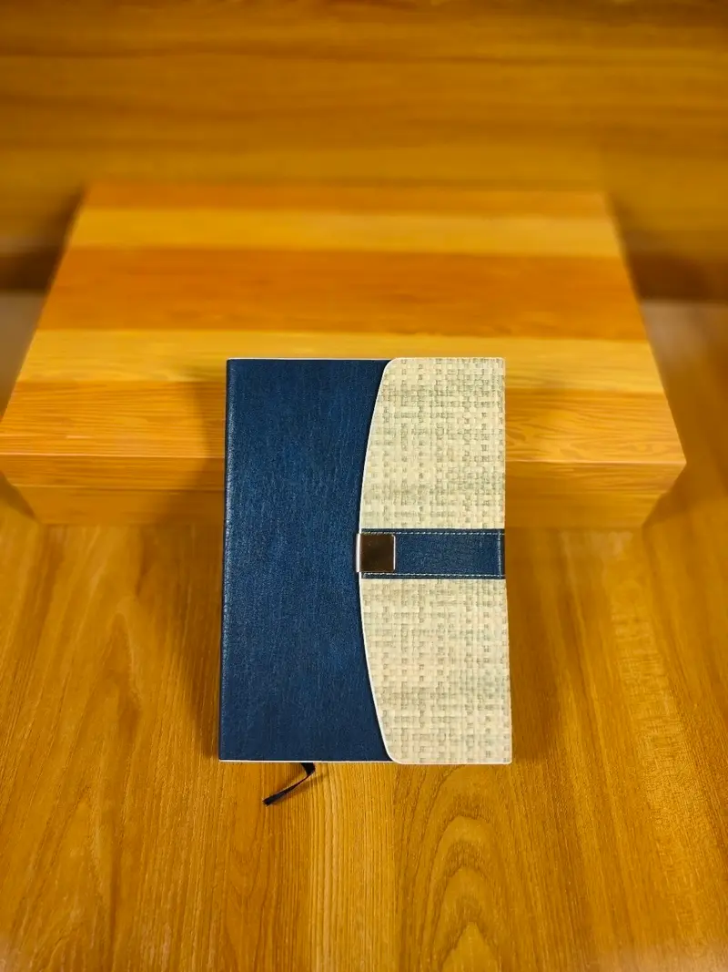 Notebook 01 — Navy & Woven Two-Tone