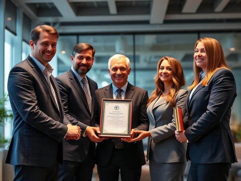 Executive recognition ceremony with elegant presentation